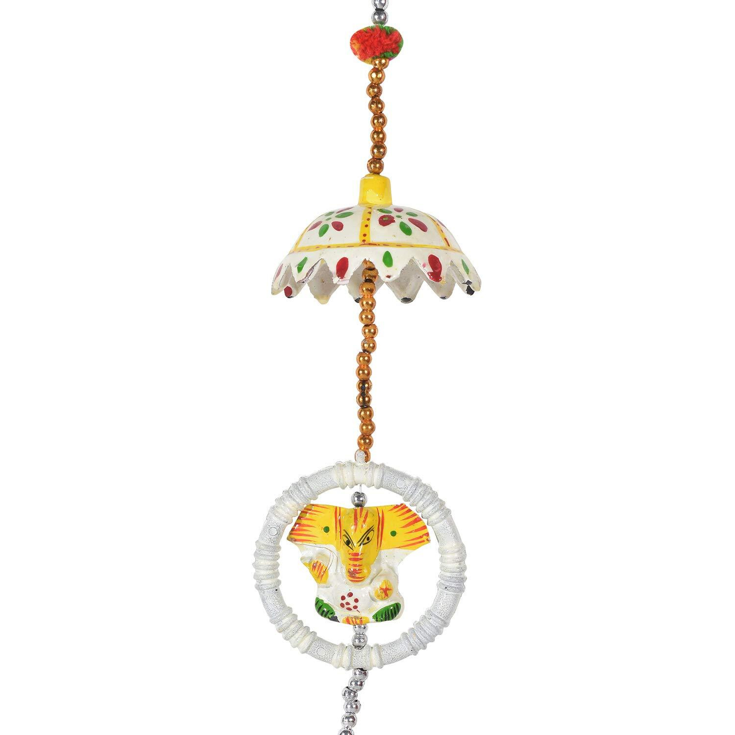 DreamKraft Ganesh ji Paper Mache Hanging for door (Color - white, Size - 102 cm)