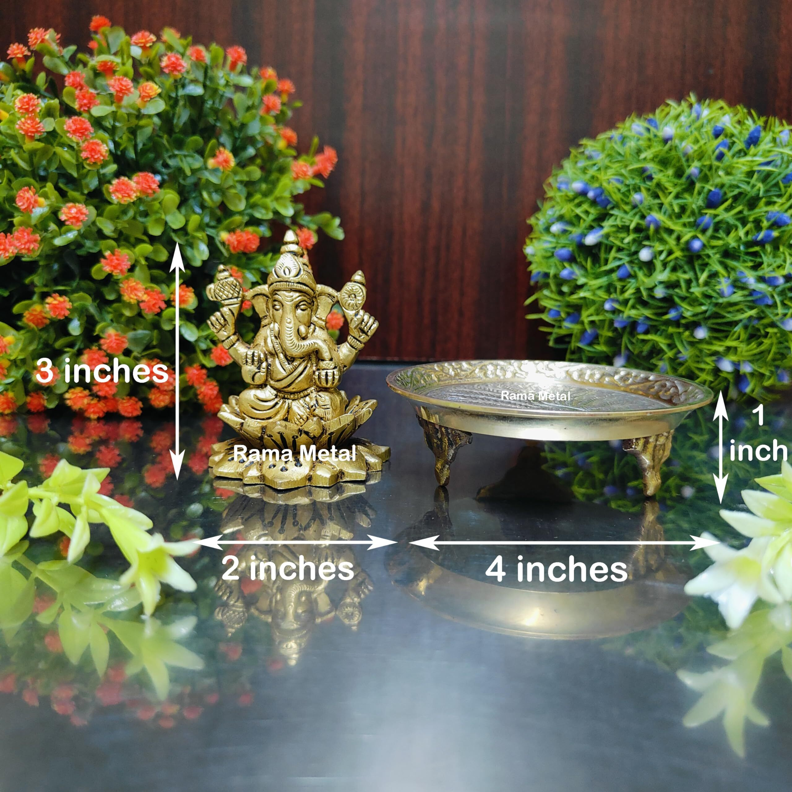 RAMA METAL BRASS GANESH IDOL AND MUKALI STAND