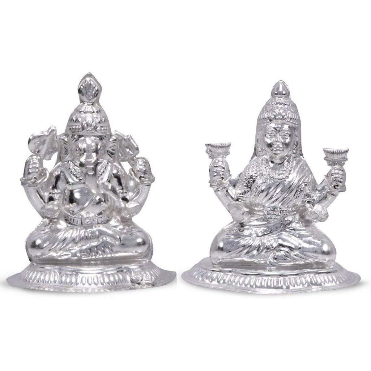 Ashok Jewellers Silver Ganesh Laxmi Murti for Pooja (65 g) -Combo Pack of 2