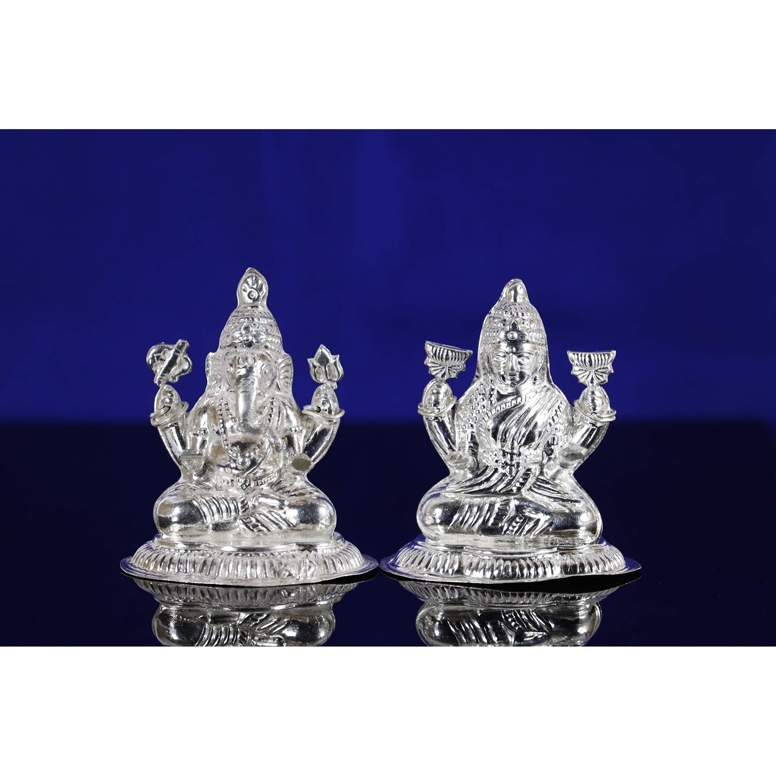 Ashok Jewellers Silver Ganesh Laxmi Murti for Pooja (65 g) -Combo Pack of 2