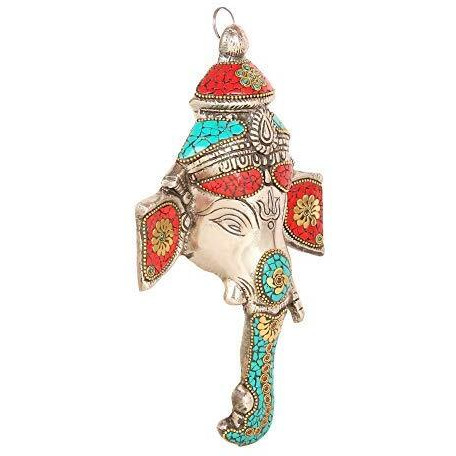 AAMANI Metal Lord Ganesh Wall Hanging (Silver, 5.5 Inch X 9.4 Inch X 1.5 Inch)