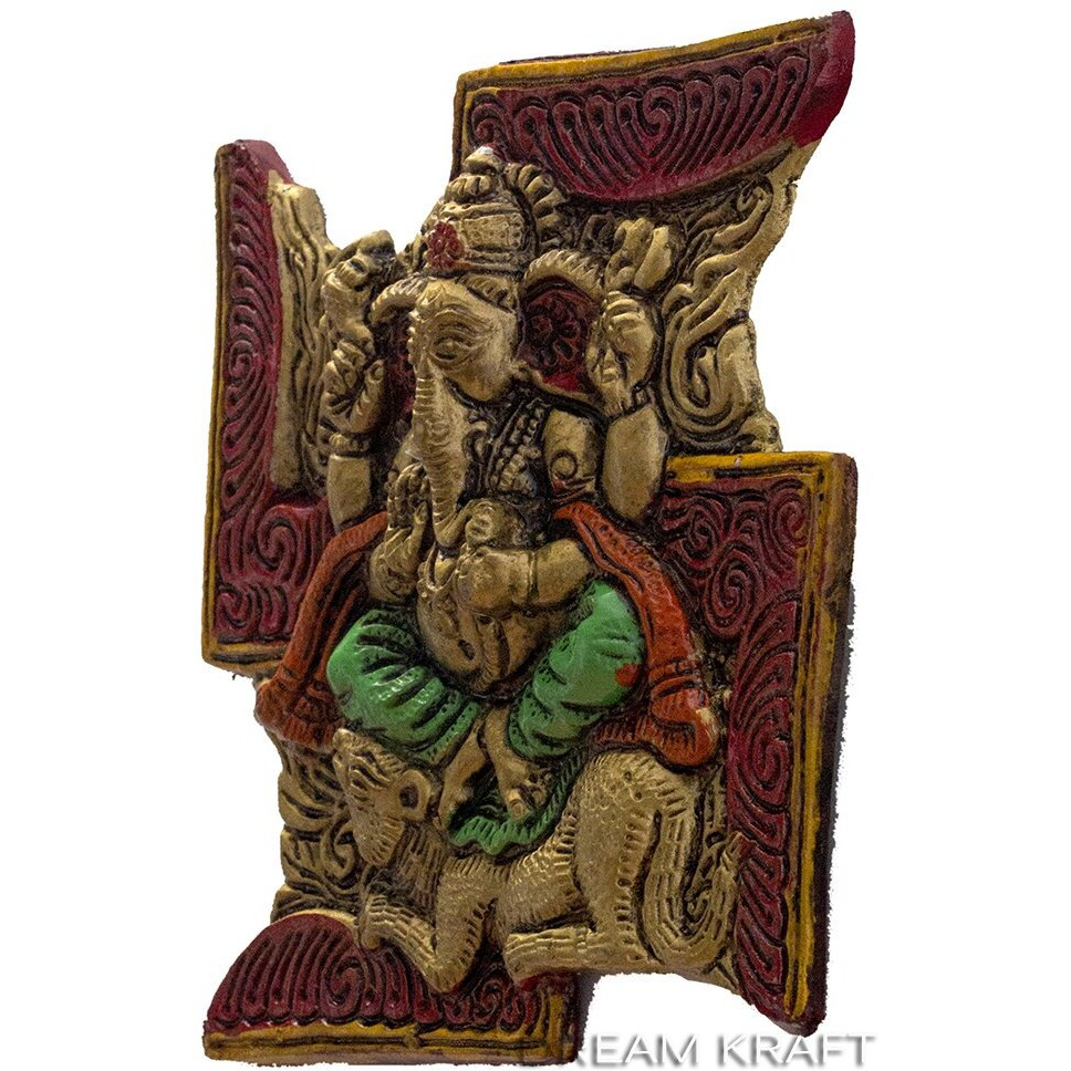 DreamKraft POOJA Wall Hanging of Lord Ganesha On Swastik with Om Decorative Showpiece/Swastik Ganesh Om Swastik Ganesh Door Hanging