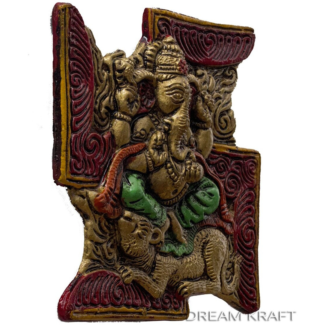 DreamKraft POOJA Wall Hanging of Lord Ganesha On Swastik with Om Decorative Showpiece/Swastik Ganesh Om Swastik Ganesh Door Hanging