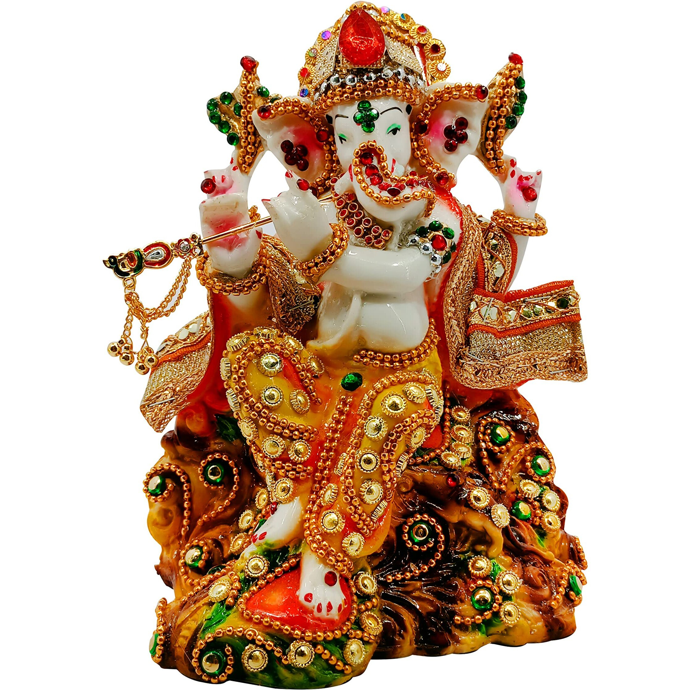 Sacred Blessings Resin Lord Ganesha Idol Ganesh Murti Statue Home Decor Ganeshji for Gift Showpiece (15 x 10 x 20) cm Multicolour,1 Piece