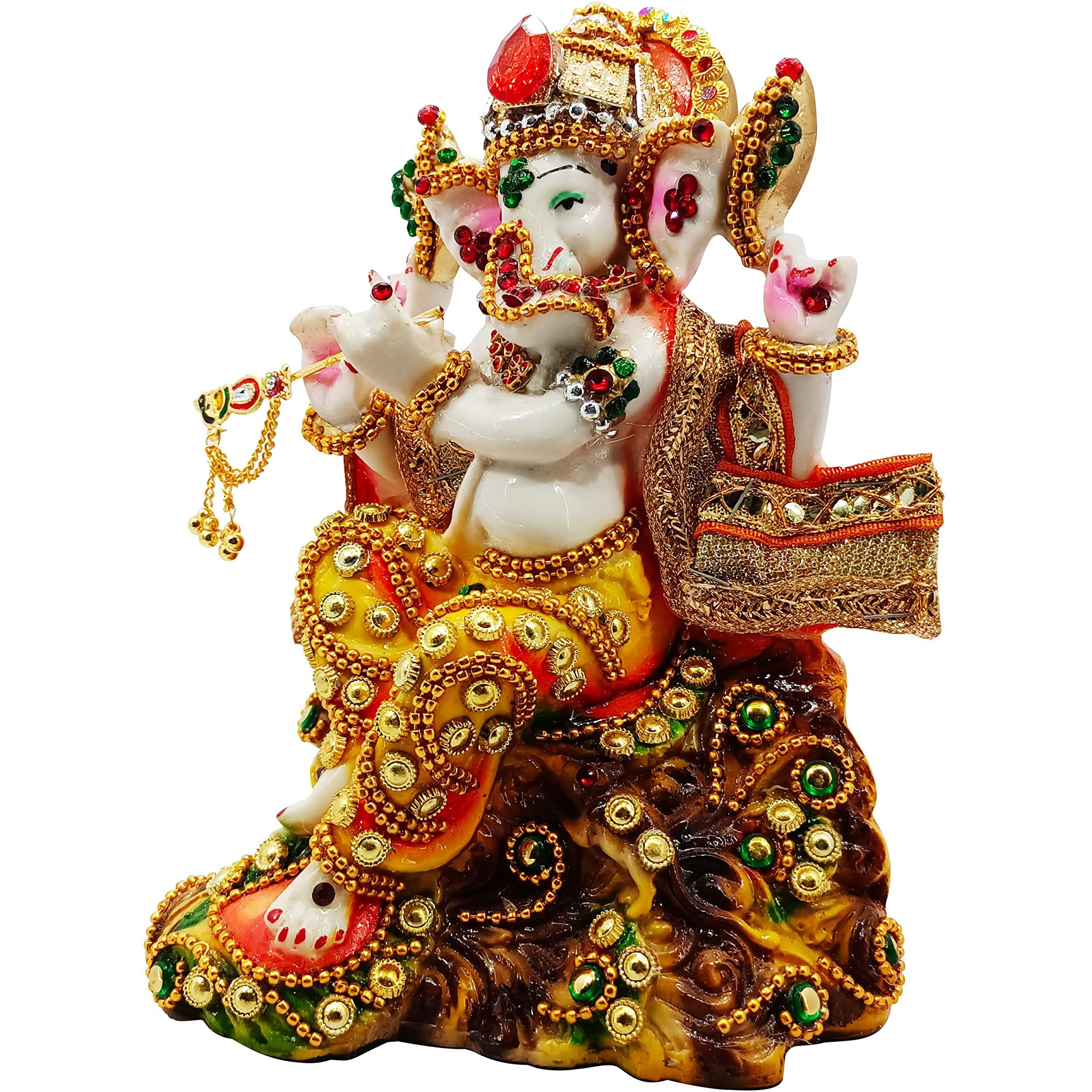 Sacred Blessings Resin Lord Ganesha Idol Ganesh Murti Statue Home Decor Ganeshji for Gift Showpiece (15 x 10 x 20) cm Multicolour,1 Piece