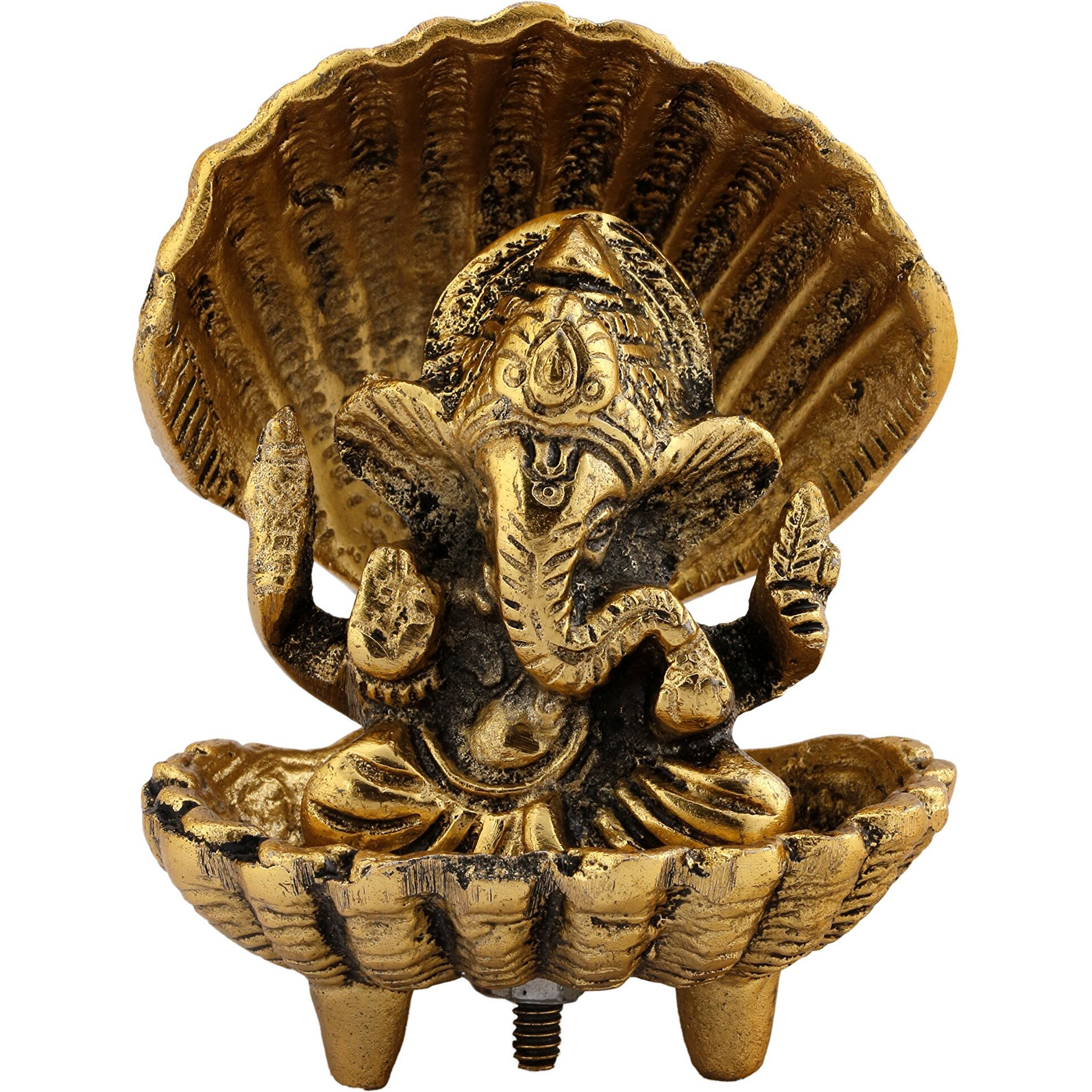 DreamKraft White Metal Ganesh Showpiece Idol for Home Dcor and Gift(13X7X13.5 CM)