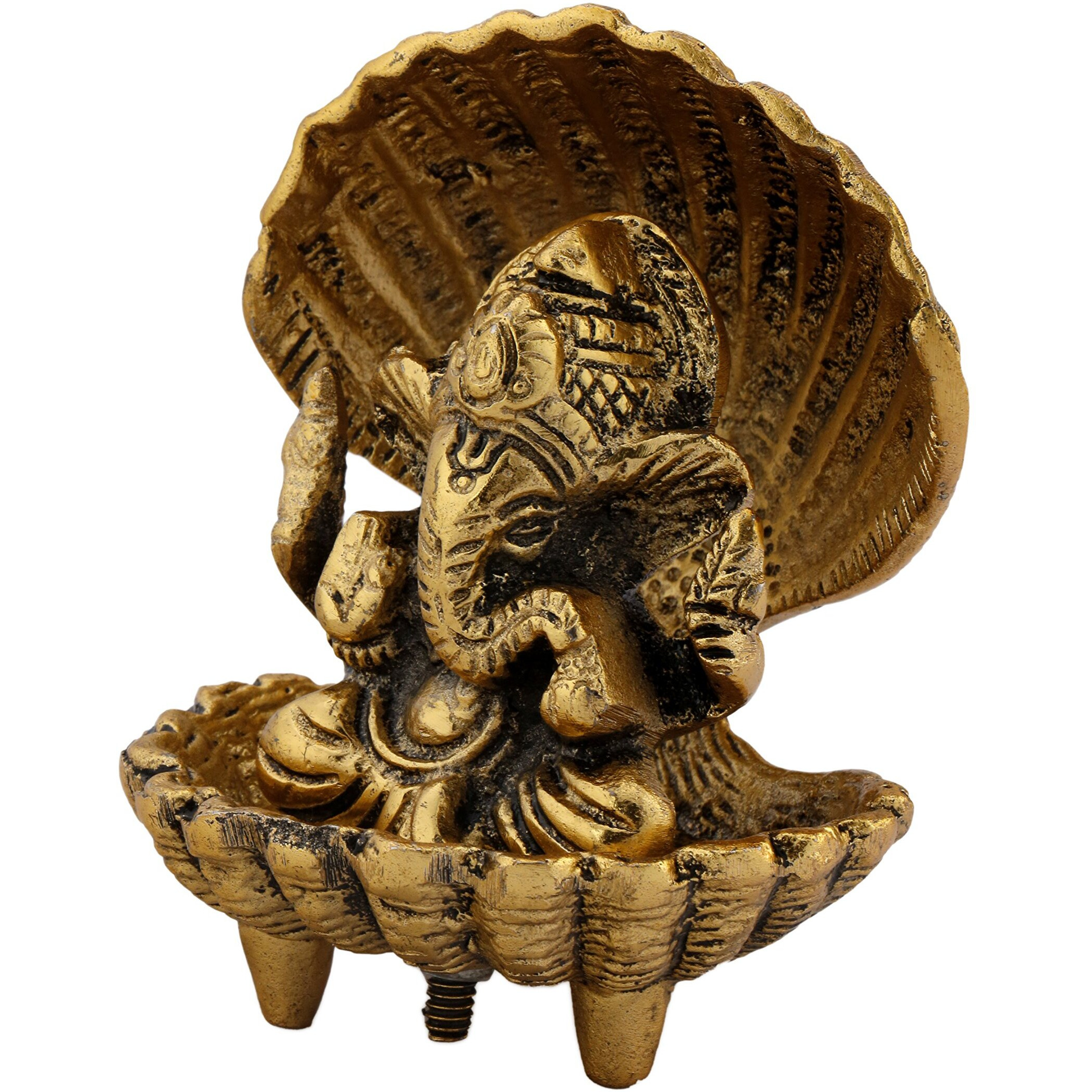 DreamKraft White Metal Ganesh Showpiece Idol for Home Dcor and Gift(13X7X13.5 CM)