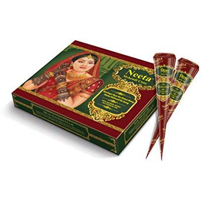 Neeta Mehendi Cone Body Art All Natural Herbal Pure Henna Past (12 Pieces in a Box) Pack of 1