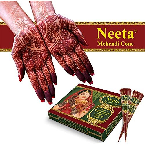 Neeta Mehendi Cone Body Art All Natural Herbal Pure Henna Past (12 Pieces in a Box) Pack of 1