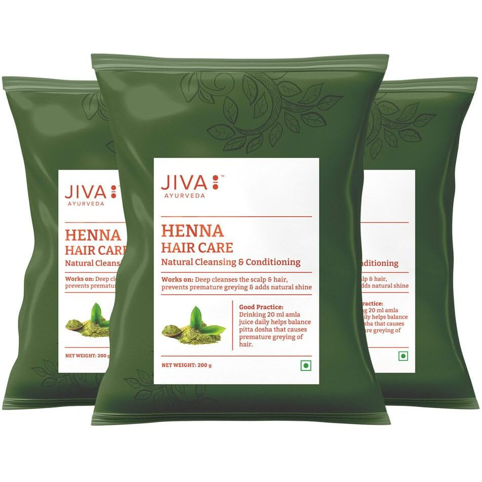 Jiva Henna Hair Care Powder | Mehendi 200gm (Pack of 3) | For All Hair Types, Control Hair Fall & Repairs Damaged Hair