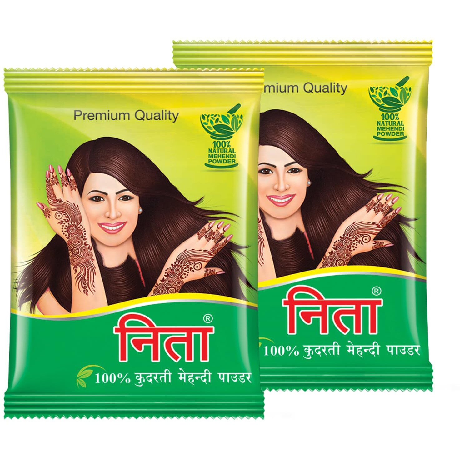 Neeta Mehendi Powder 100g Pack of 2, 100% Natural Henna Mehandi Powder for Hair, Hand & Feet