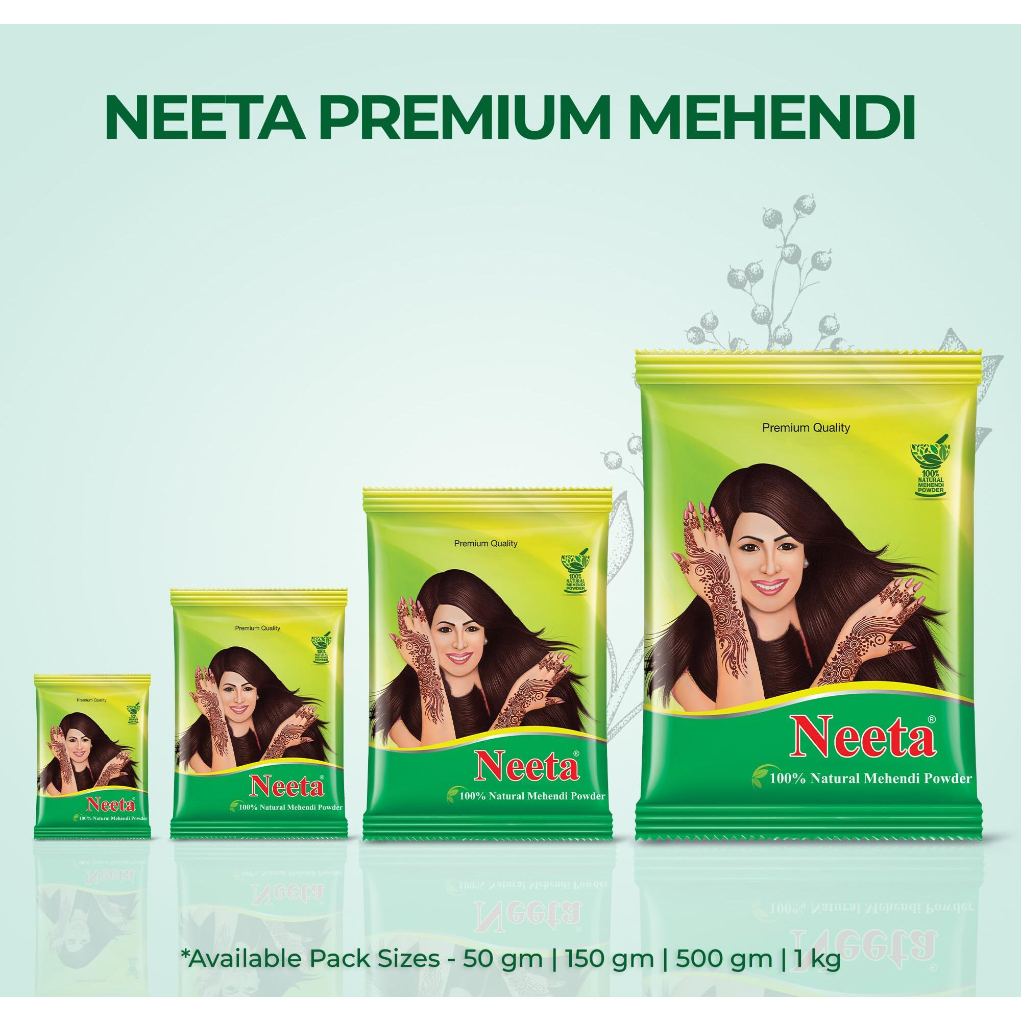 Neeta Mehendi Powder 100g Pack of 2, 100% Natural Henna Mehandi Powder for Hair, Hand & Feet