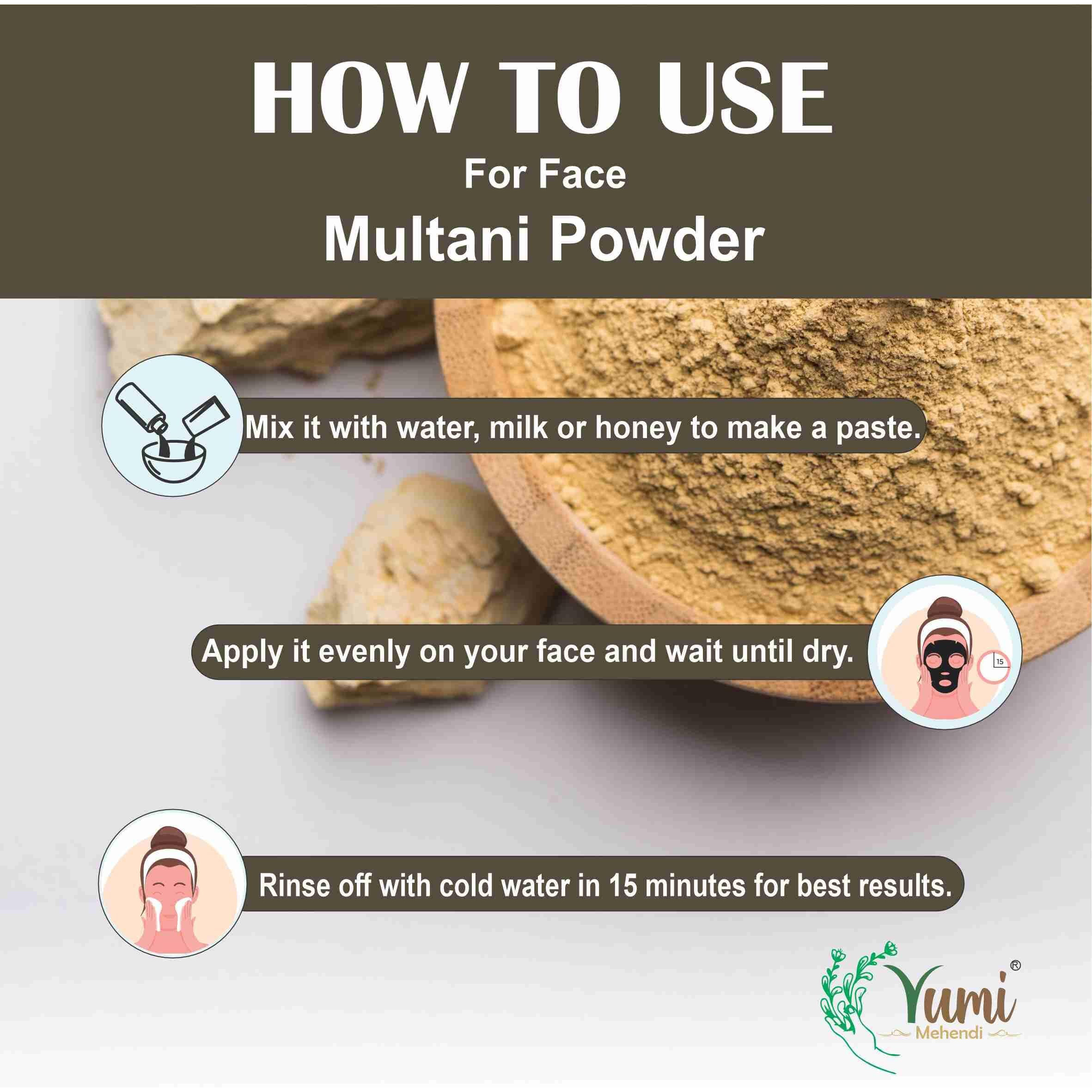 Yumi Mehendi Organic Natural Mulethi Powder For Face Pack, Hair Pack, Pure Fullers Earth For Soft and Glowing Skin, Bentonite Clay - 100g (Multani Mitti)