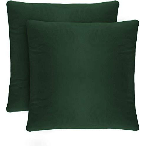 PUM PUM Decorative Velvet Cusion Cover,16x16 (Mehendi Green) (Pack of 2)