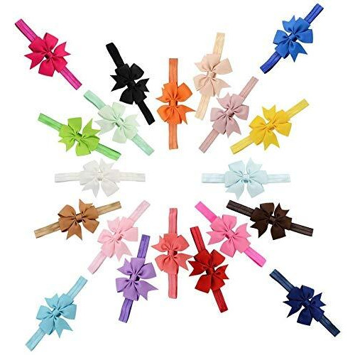 SANNIDHI 10 Pcs Satin Baby Hair Band, Hair Bands for Baby Girls Bowknot Elastic Headbands for Baby Girl, Christmas Gifts- Multicolor