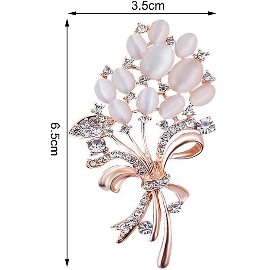 SANNIDHI Saree Brooch for Women, Girls Stylish Alloy and Diamond Safety Pin Brooch for Women Saree Pins for Women Fashionable Pearl Brooch Pins for Women & Girl Saree Accessories - 1