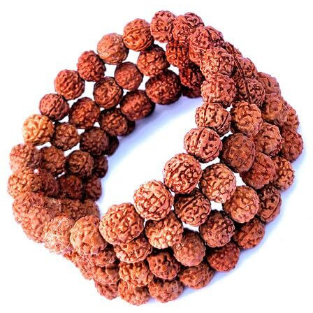 Vado Rudraksha Bracelet, Stretchable Energized Wrist Band with 5 Mukhi Natural Rudraksh Beads Pack of 4 (9MM, Brown)