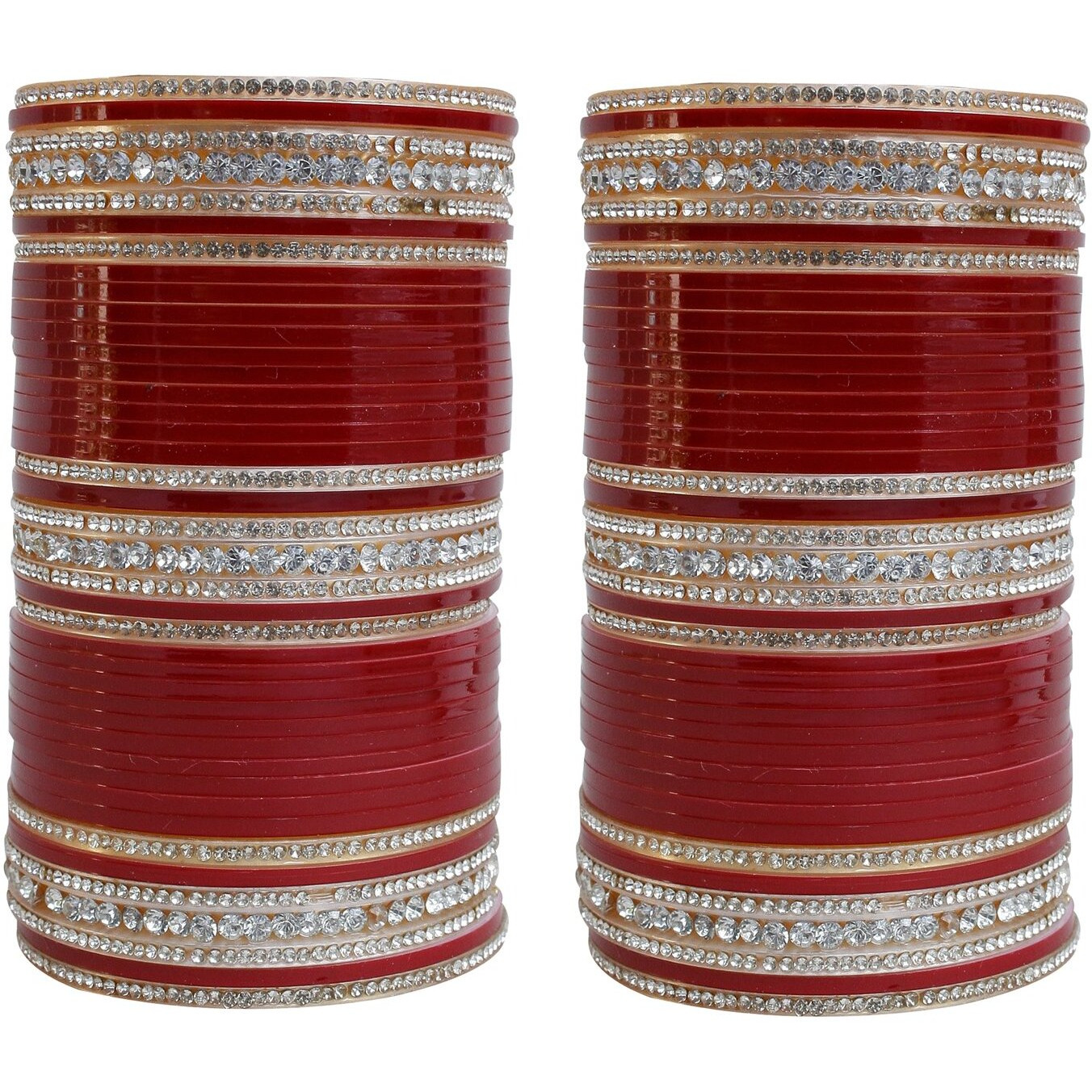 Lucky Jewellery Bridal Bangle Set Wedding punjabi chuda Designer chura CZ Stone Maroon color Choora (396-G1C1-103-M2.8)