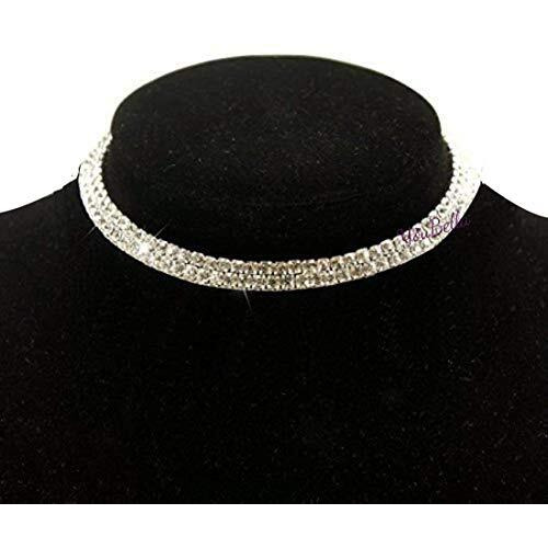 YouBella Fashion Jewellery Silver Crystal Rhinestone Choker Necklace for Women.(Valentine Gift Special). (Two line)