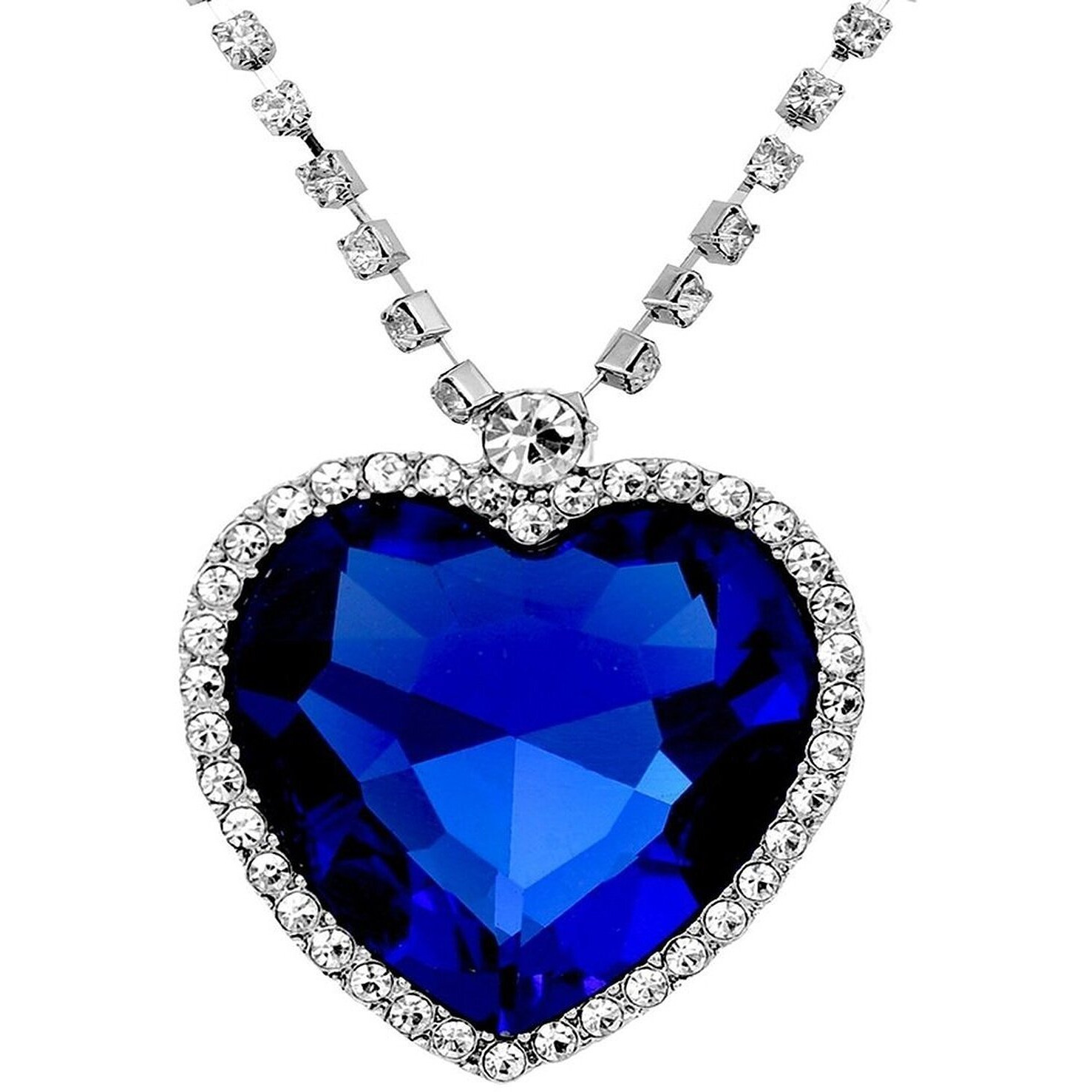 YouBella Blue Gold-plated Heart Pendant and Necklace for Women