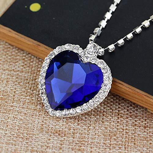 YouBella Blue Gold-plated Heart Pendant and Necklace for Women