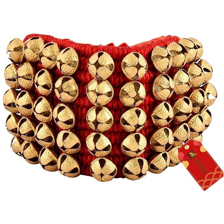 UAPAN Brass Ghungroo Anklets Bells (5 Line Double string Pad, Red, Pair)