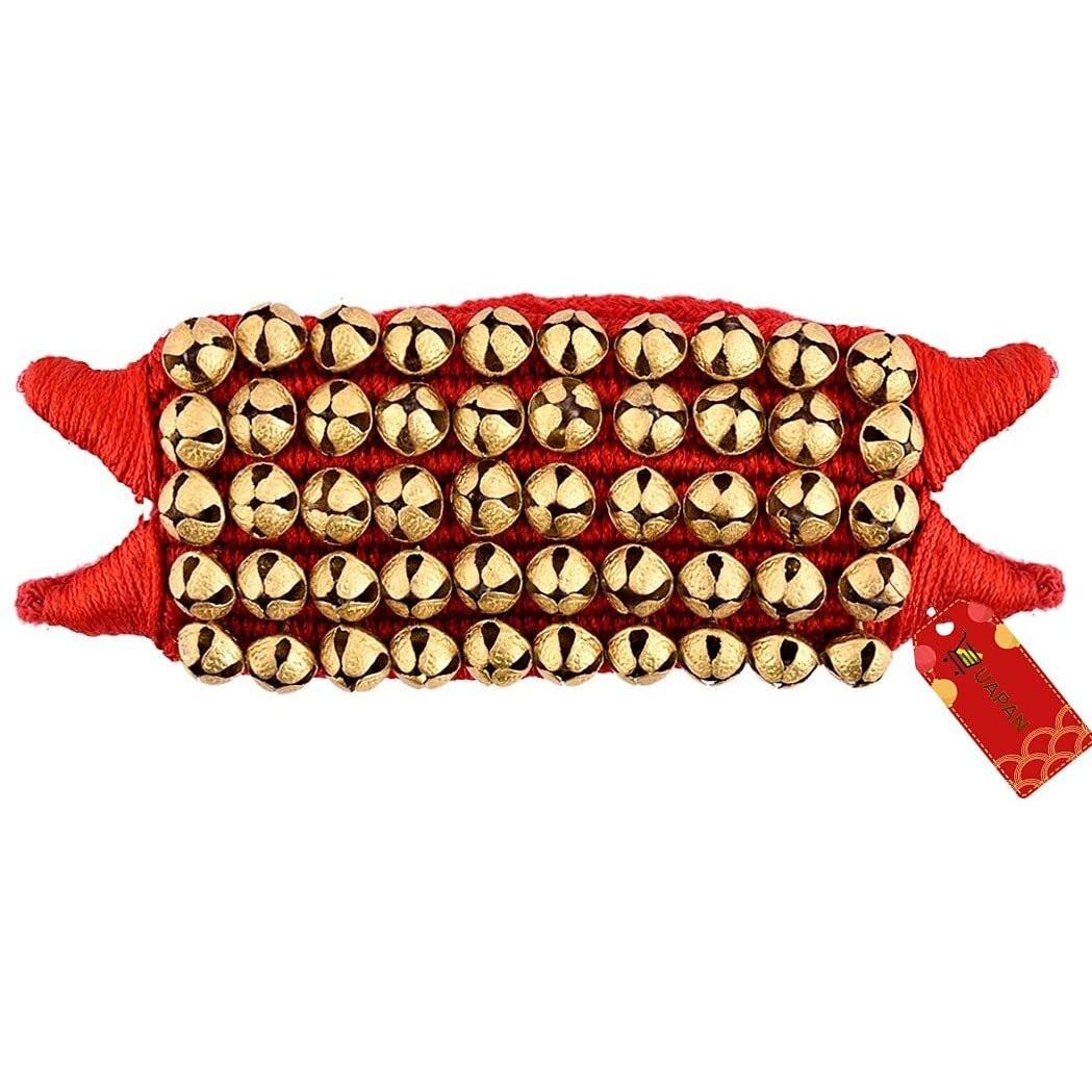 UAPAN Brass Ghungroo Anklets Bells (5 Line Double string Pad, Red, Pair)