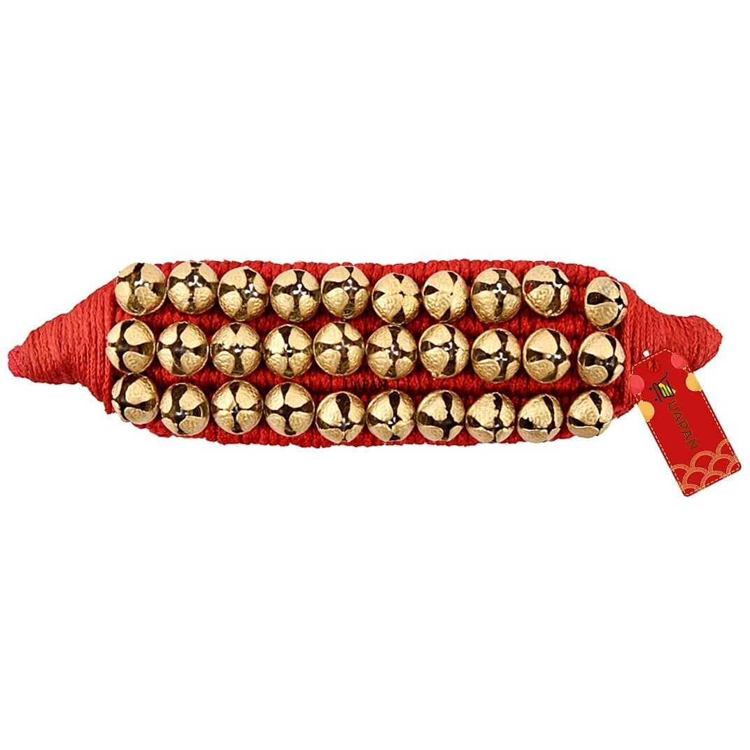 UAPAN Brass Big Ghungroo Bells (3 Line Pad, Red, Pair)