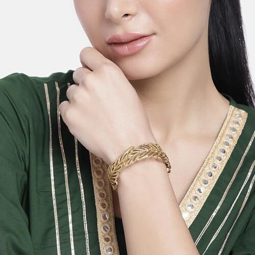 Estele 24 Kt Gold Plated Fern Cuff bracelet