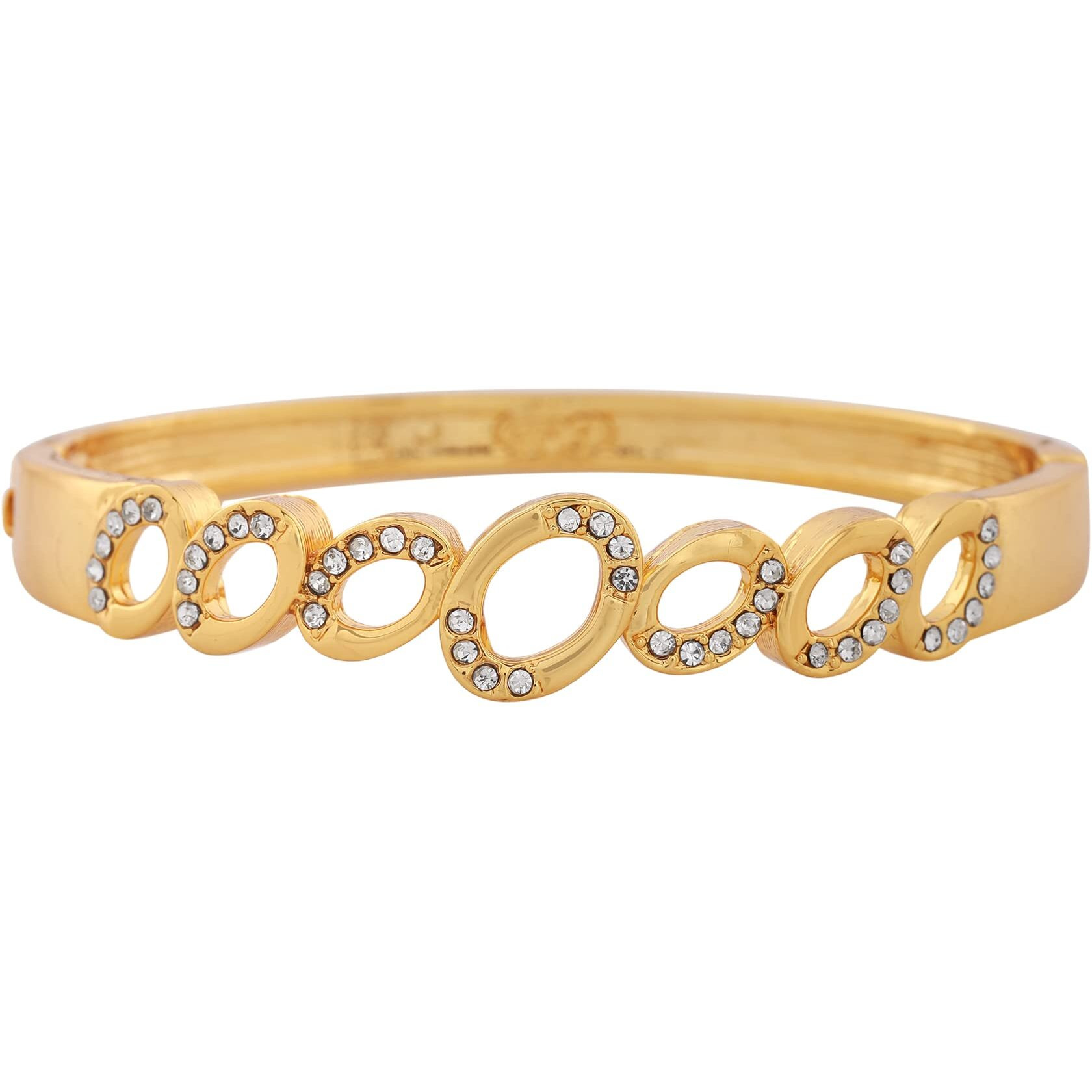 Estele 24 Kt Gold and Silver Plated 5 Petal Flowers Cuff Bracelet for Womens