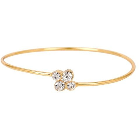 Estele 24 Kt Gold Plated Bracelet with White Austrian Crystals For Womens