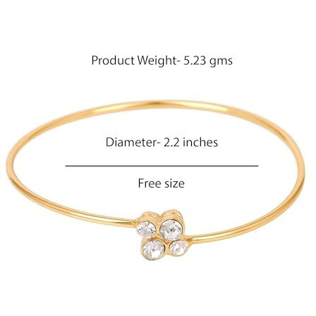 Estele 24 Kt Gold Plated Bracelet with White Austrian Crystals For Womens