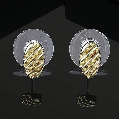 Estele 24 Kt Gold Plated Ribbed Oval Stud Earrings For Girls