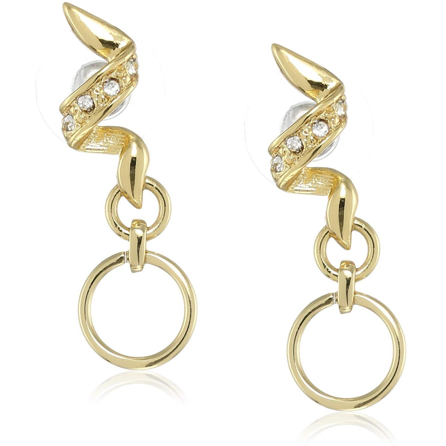 Estele 24 Kt Gold Plated Ribbon magnitude Drop Earrings (528/714)