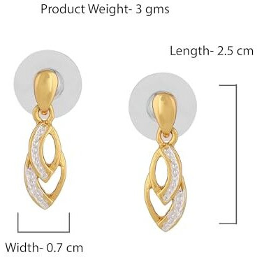 Estele 24 Kt Girls Gold and Silver Plated Connected Drop Earrings