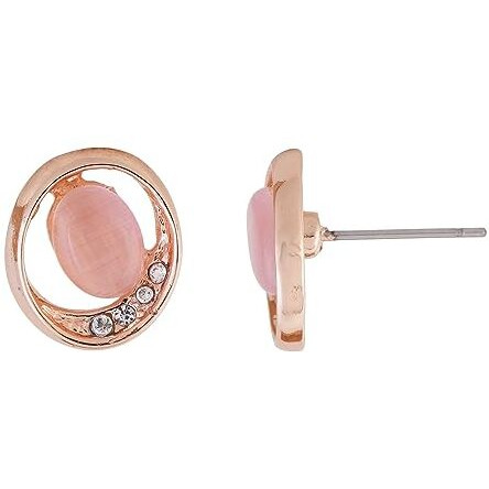 Estele Rose Gold Plated Circular Stud Earrings for Women with Austrian Crystals