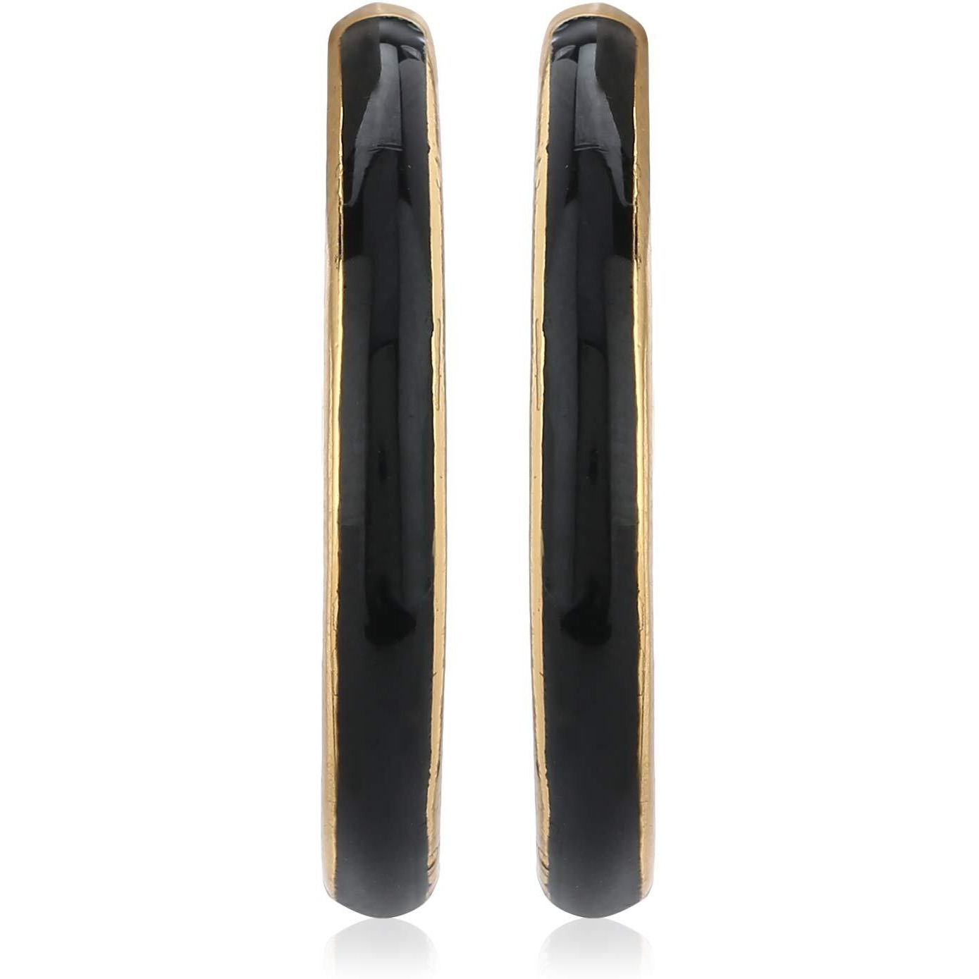 Estele 24Kt Gold Plated Black Enamel Studs Earrings for Women