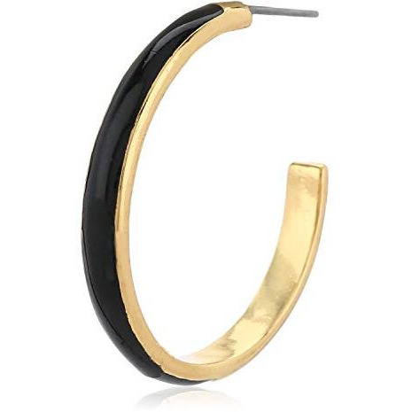 Estele 24Kt Gold Plated Black Enamel Studs Earrings for Women