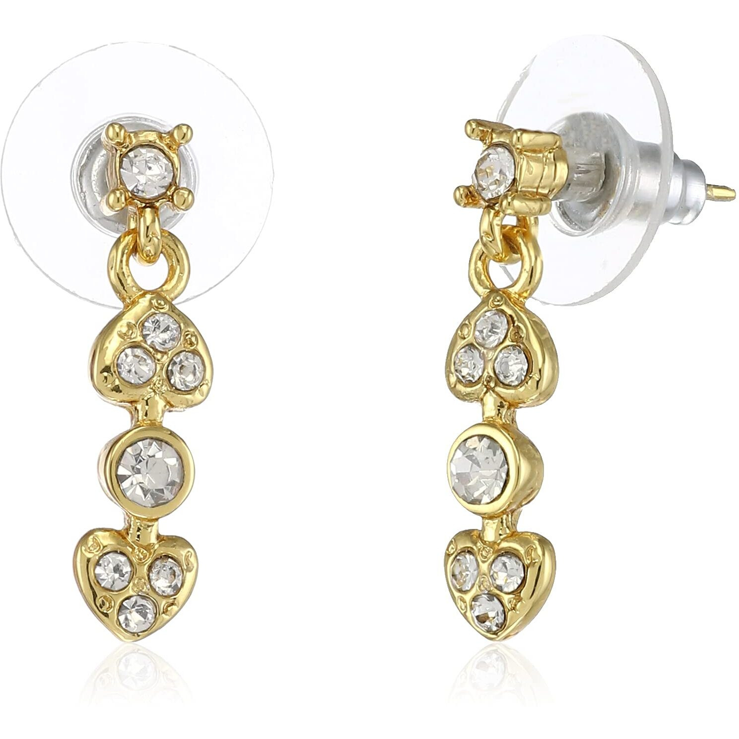 Estele Gold & Rhodium Plated Hearts & Rounds Long Earring with Austrian Crystals for Women