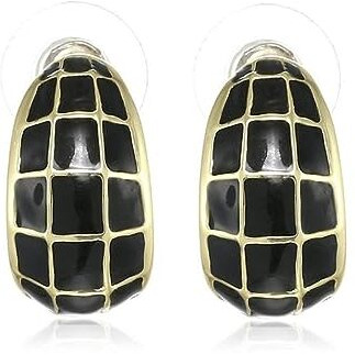 Estele 24 Kt Gold Plated Studs Earrings For Women (Black & Gold Plates Box Design)