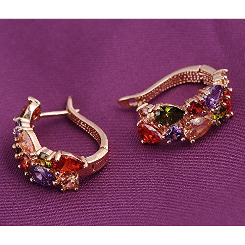 Yellow Chimes Clip On Earrings for Women Multicolor Swiss Zircon Rosegold Plated Crystal Clip-On Earrings for Women and Girls.