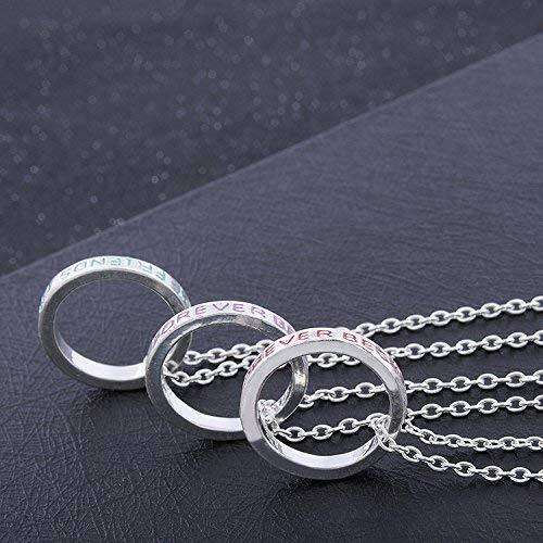 Yellow Chimes Pendant for Women and Girls Friendships Day Special Silver Best Friend Chain Necklace | Circle Rings 3 Pcs Best Friends Forever BFF Necklace Chain Pendant Locket | Gift for Best Friend