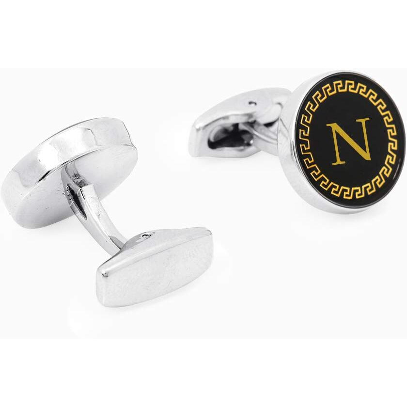 Yellow Chimes Cufflinks for Men Alphabets Cuff links Letter N Statement Stainless Steel Cufflinks for Men and Boys.