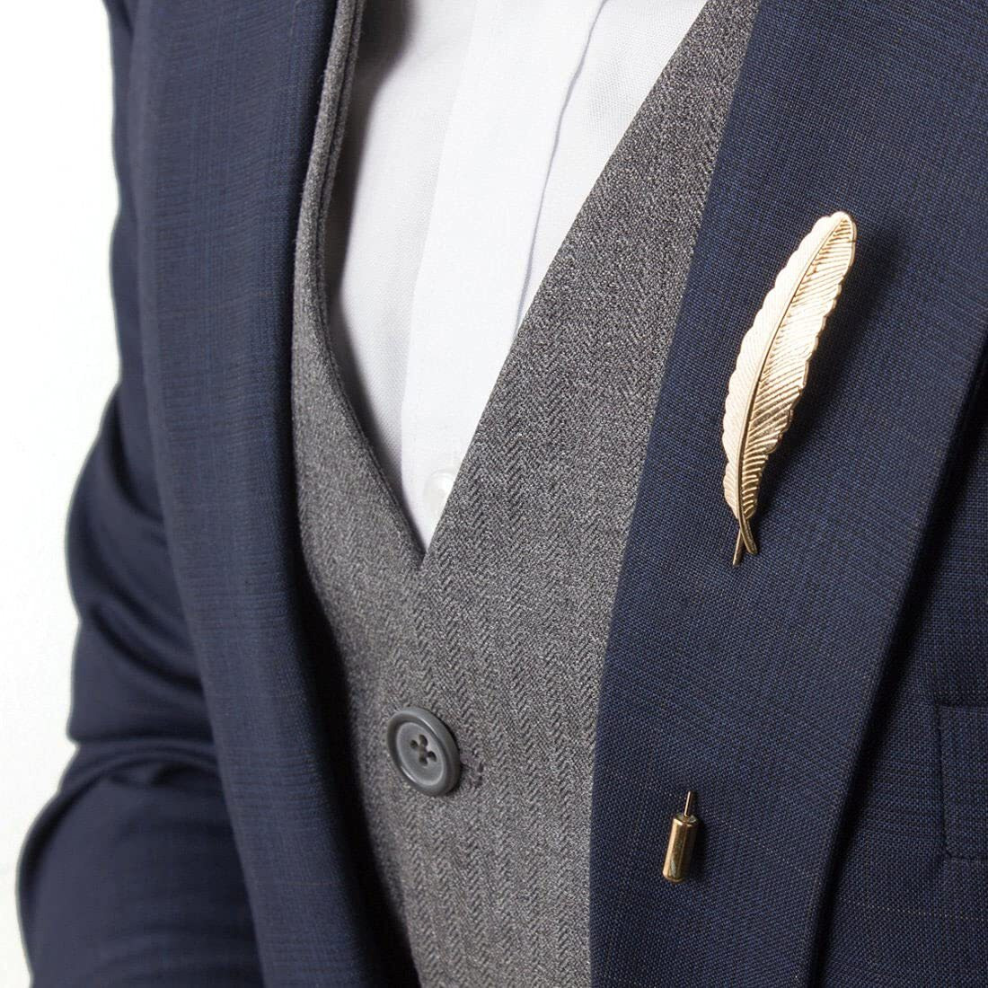 Yellow Chimes Lapel Pin for Men and Boys Leaf Lapel Pin for Men Suit| Gold Plated Formal Stainless Steel Golden Lapel Pins | Birthday Gift for Men and Boys Anniversary Gift for Husband