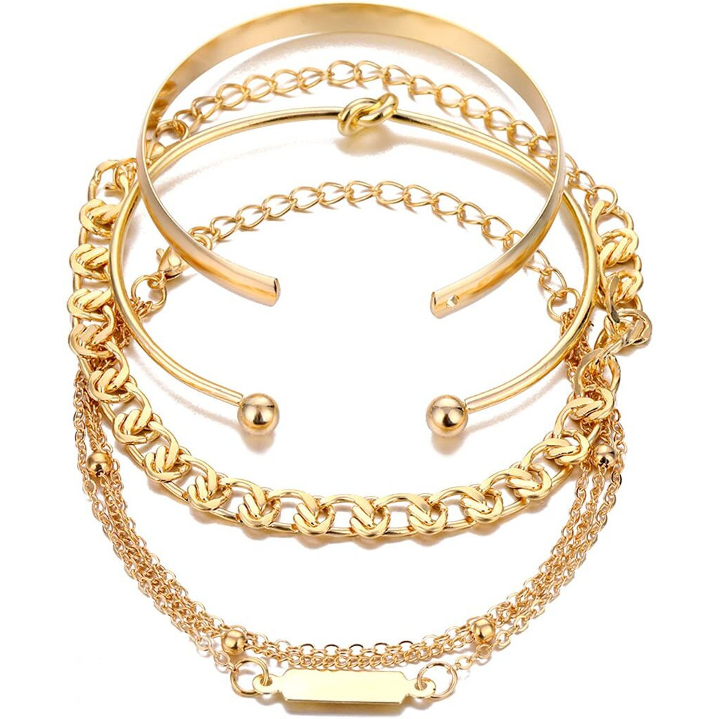 Yellow Chimes Combo Bracelets for Women 5 Pcs Gold Plated Combo Multilayered Chain Bracelet Set For Women and Girls