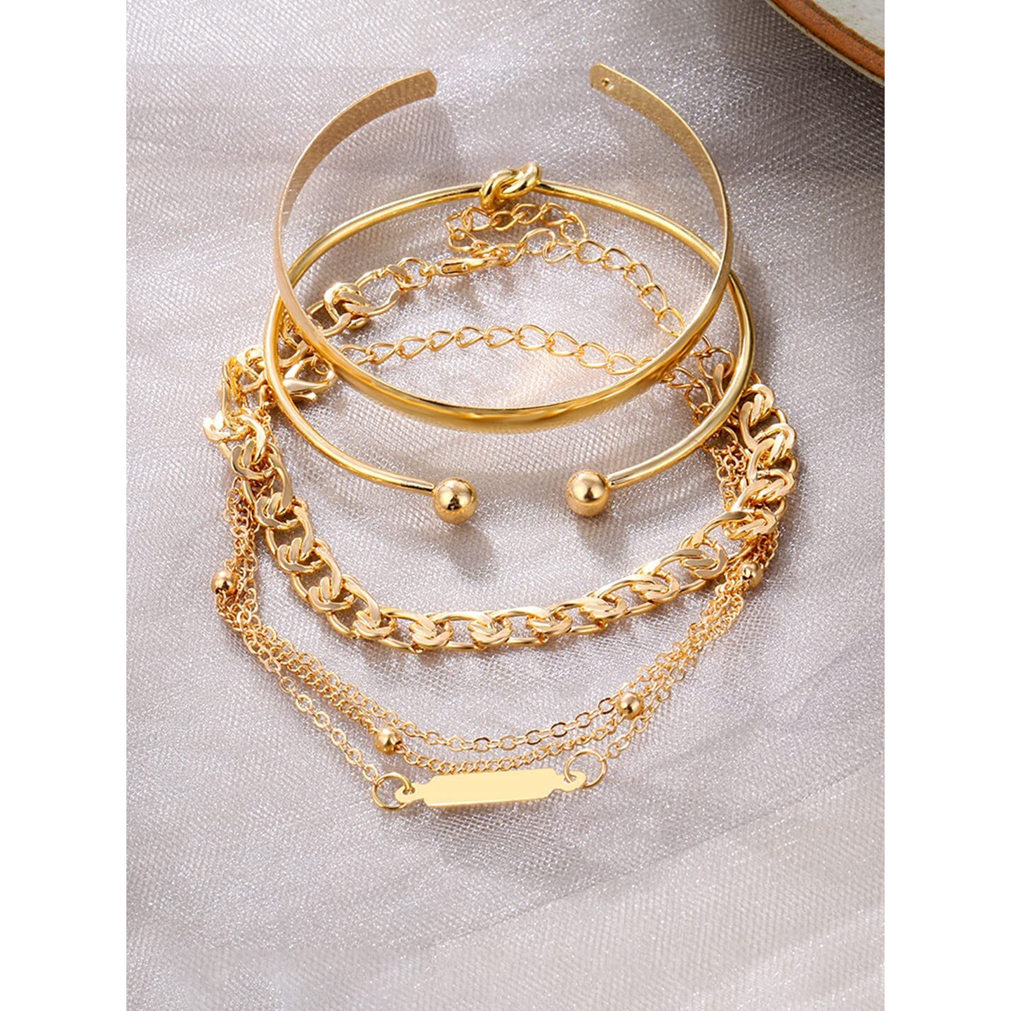 Yellow Chimes Combo Bracelets for Women 5 Pcs Gold Plated Combo Multilayered Chain Bracelet Set For Women and Girls