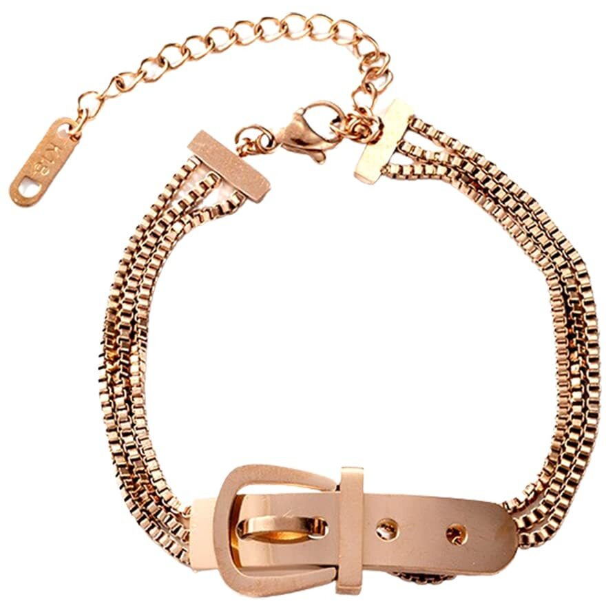 Yellow Chimes Bracelet for Women Rose Gold-Plated Multilayered Tang Belt Design Chain Bracelet For Women and Girls