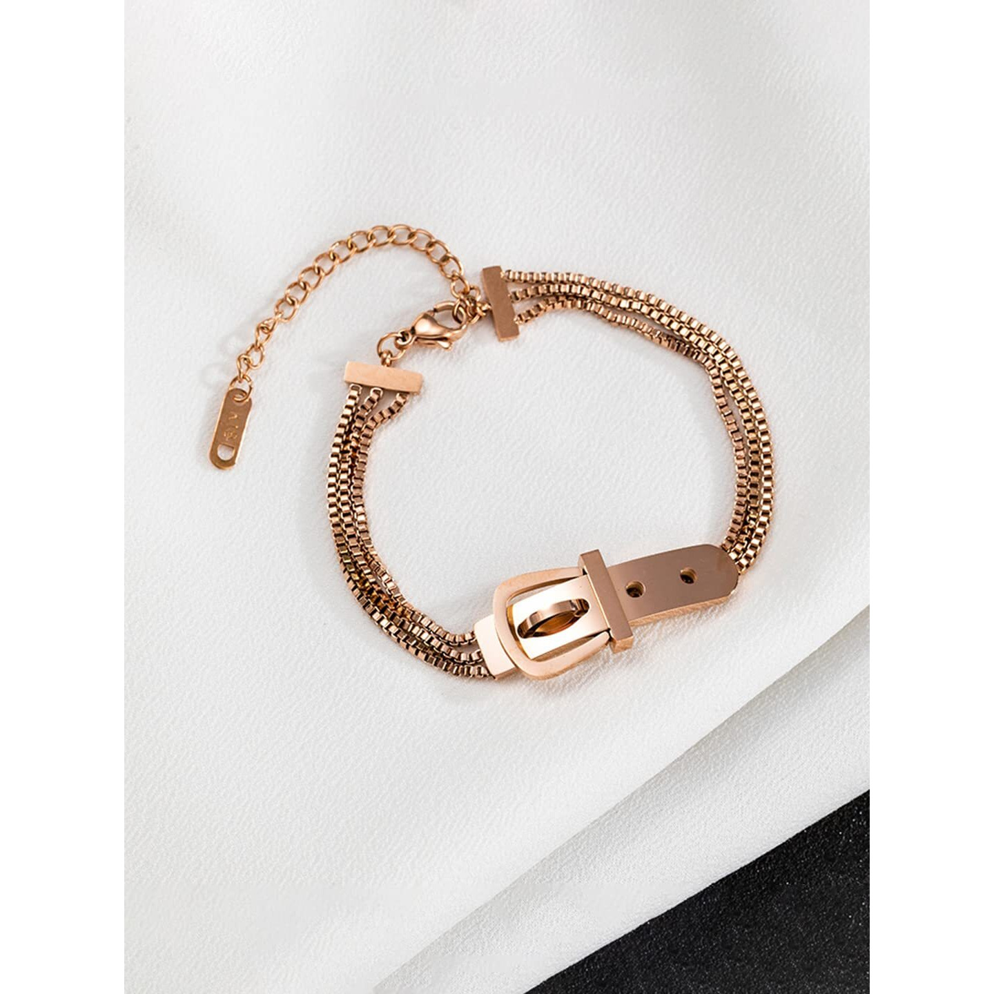 Yellow Chimes Bracelet for Women Rose Gold-Plated Multilayered Tang Belt Design Chain Bracelet For Women and Girls