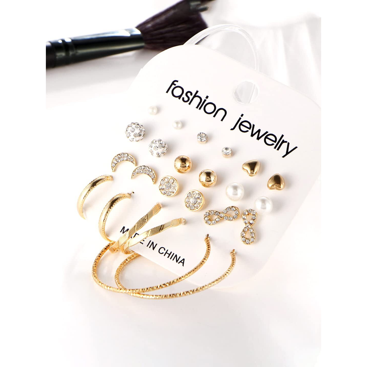 Yellow Chimes Hoop Earrings for Women Combo of 12 Pairs Stud Earrings Gold Plated Crystal Pearl Stud Hoop Earrings Set for Women and Girls.