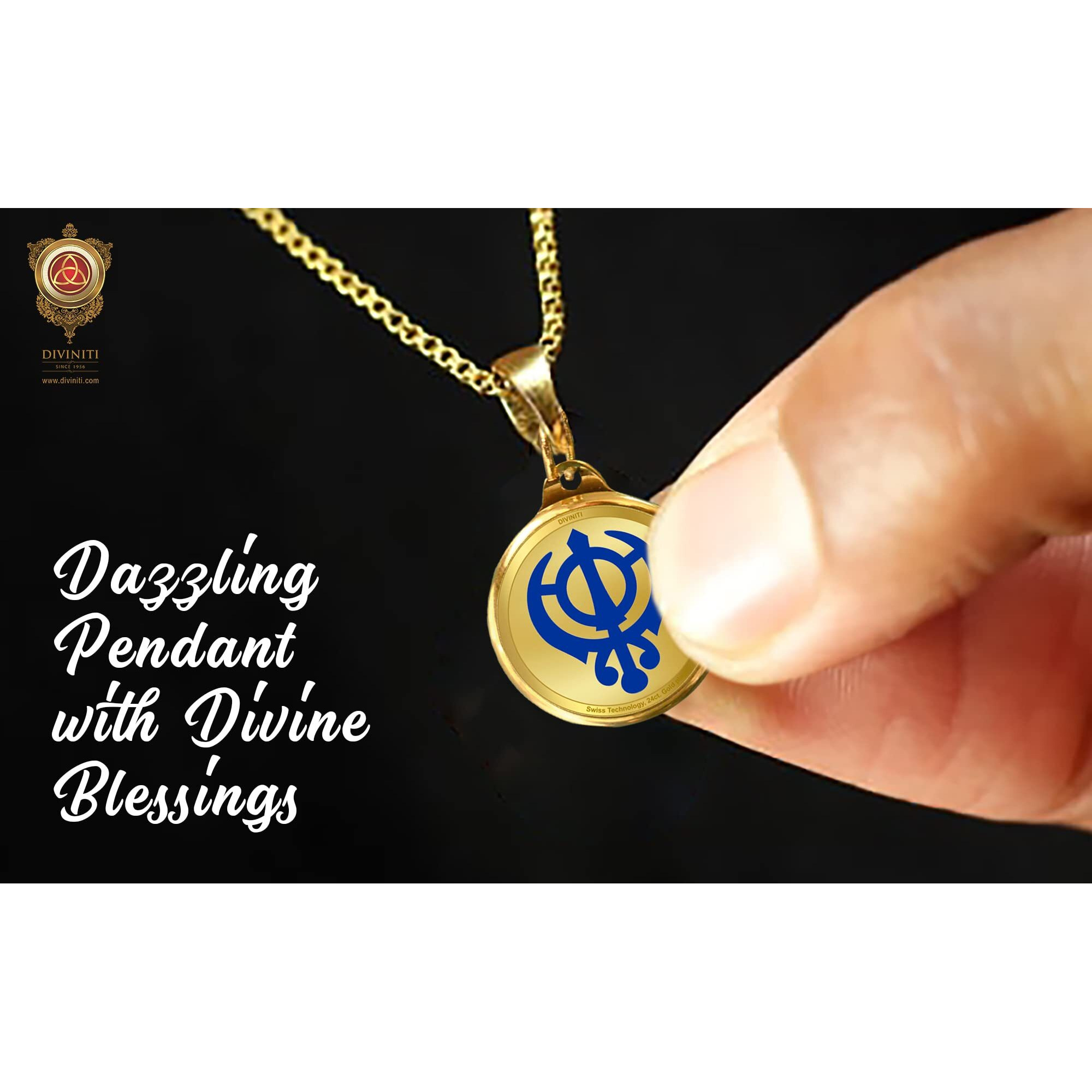 Diviniti 24K Double sided Gold Plated Pendant KHANDA SAHIB & EK OMKAR|18 MM Flip Coin for Men, Women & Children |Good Health & Wealth | Idol for gifting loved ones on any occasion (1 PCS)